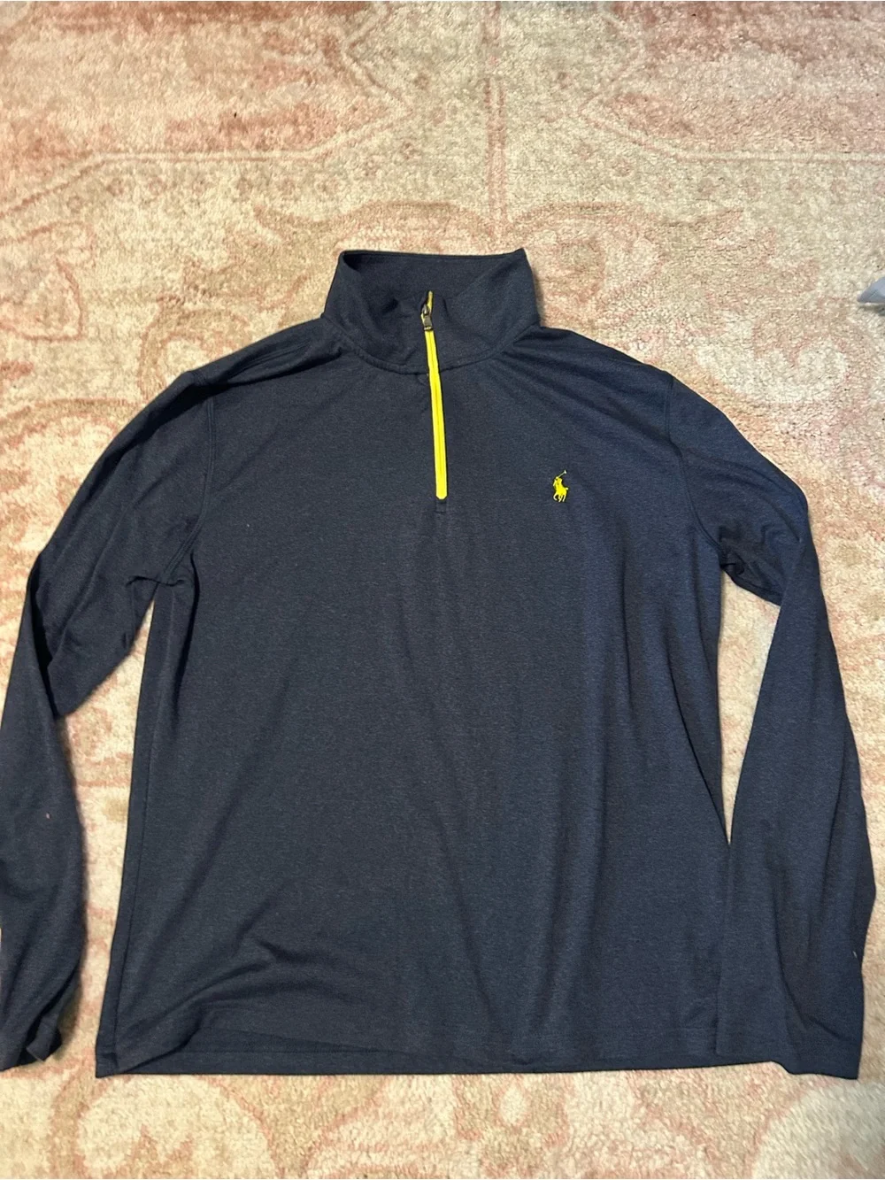 Polo by Ralph Lauren Navy Long-Sleeve Quarter Zip with Yellow Trim